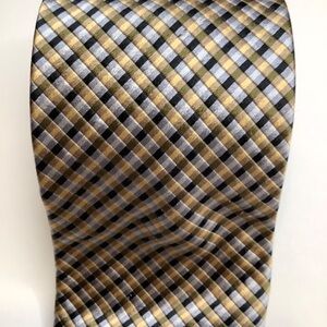 BRITCHES Gold & Silver Woven Italian Silk Stripe Tie